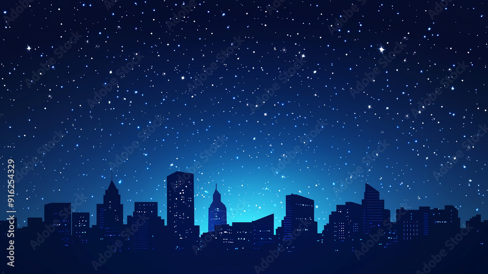 Clean Vector Design of Starry Night and City Lights Clean Vector Design of Starry Night and City Lights