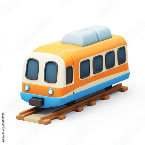 Cartoon Train on Tracks