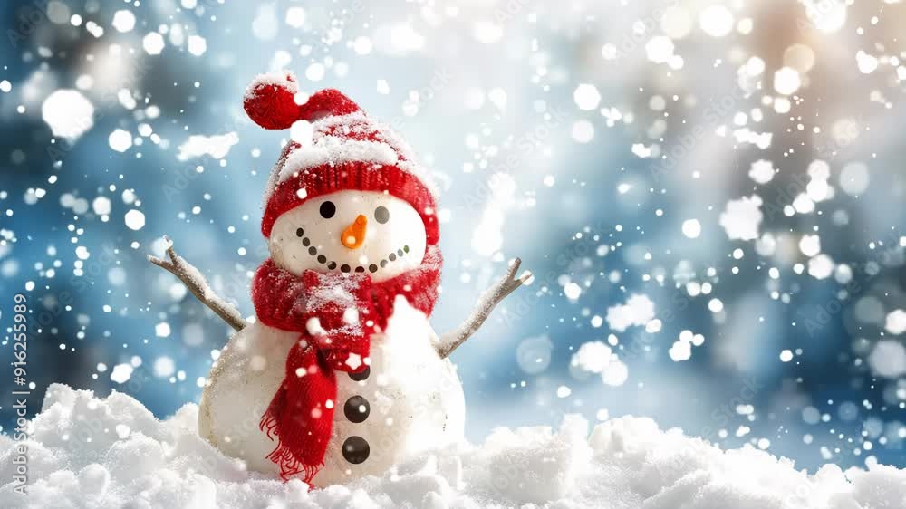 Cheerful Snowman in a Winter Wonderland Cheerful Snowman in a Winter Wonderland