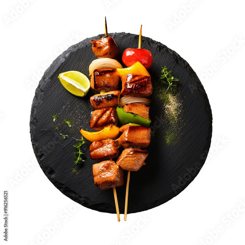 Smoky Yakitori on stone plate photo