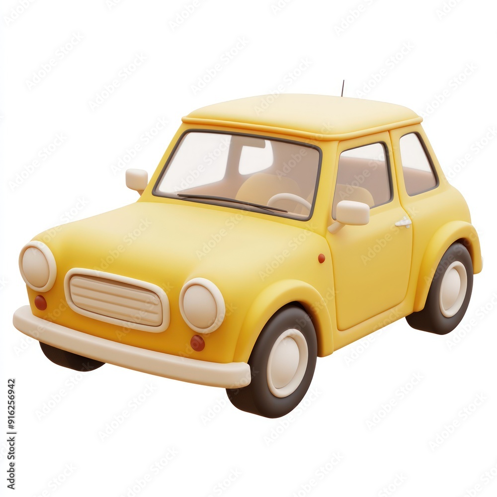 Cute Yellow Car 3D Render Cute Yellow Car 3D Render