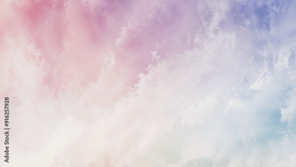 Obraz premium A dreamy pastel sky with soft pink and purple clouds, perfect for backgrounds and designs requiring a tranquil and ethereal touch.