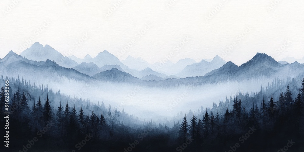 Obraz premium A captivating watercolor painting of a tranquil landscape inviting mindfulness and introspection