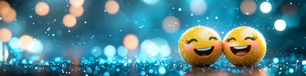 Happy yellow smile face on blue background. Happy yellow smile face on blue background.