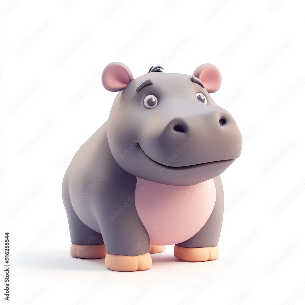 Fototapeta premium Cute Cartoon Hippopotamus