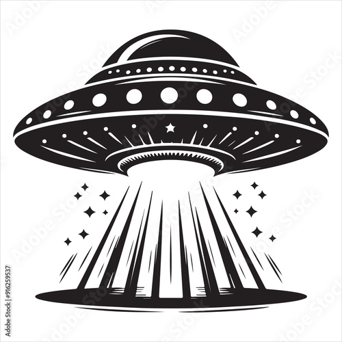 ufo Silhouette of spaceship, aliens vector set silhouette vector