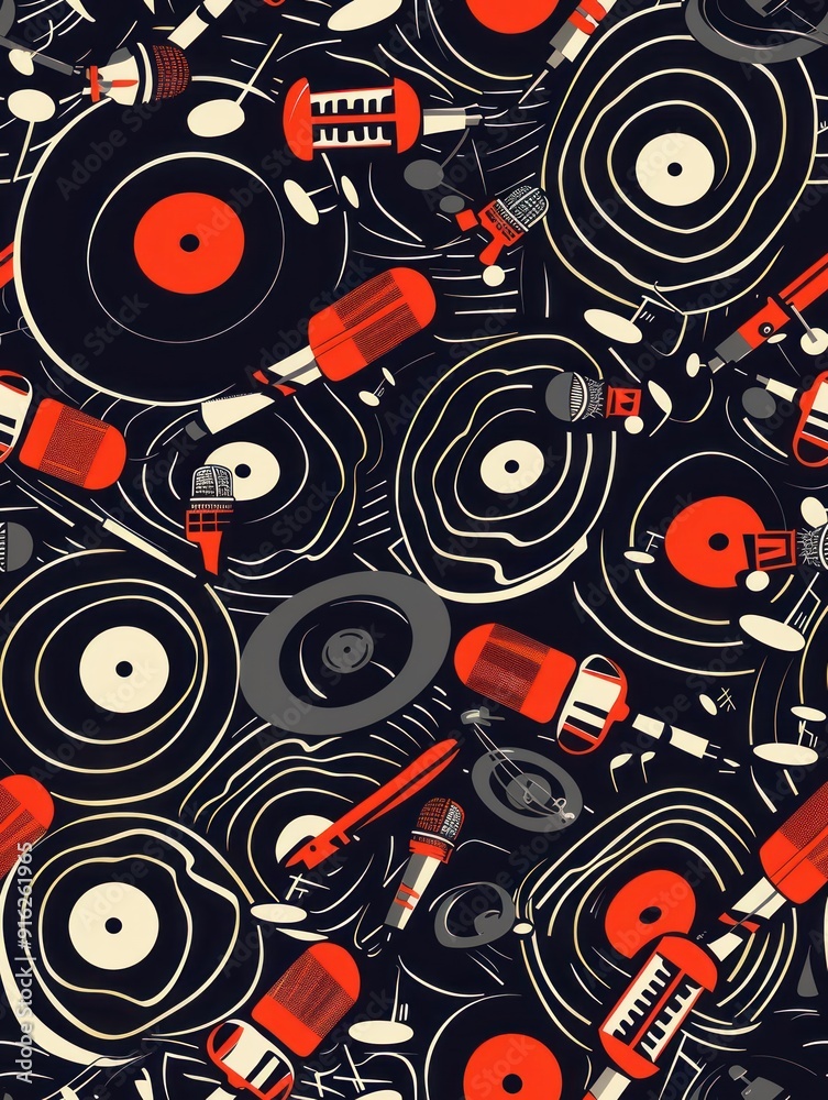 Abstract Music Vinyl Records Pattern. Abstract Music Vinyl Records Pattern.