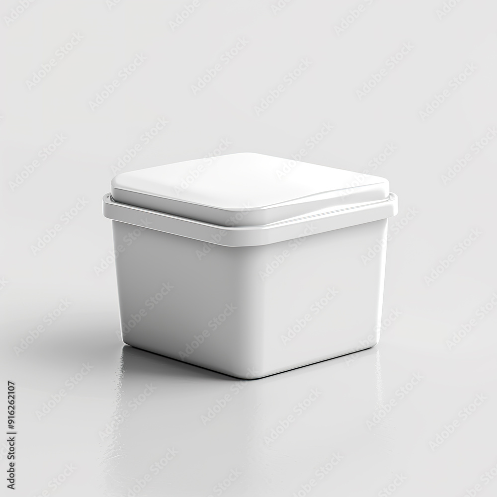 White Square Plastic Container with Lid. White Square Plastic Container with Lid.