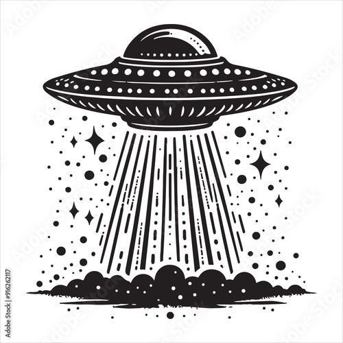 ufo Silhouette of spaceship, aliens vector set silhouette vector