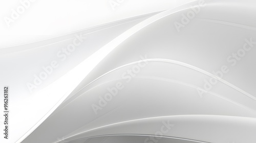 Smooth white and light gray abstract waves in a minimalist and modern background for creative visual design.
