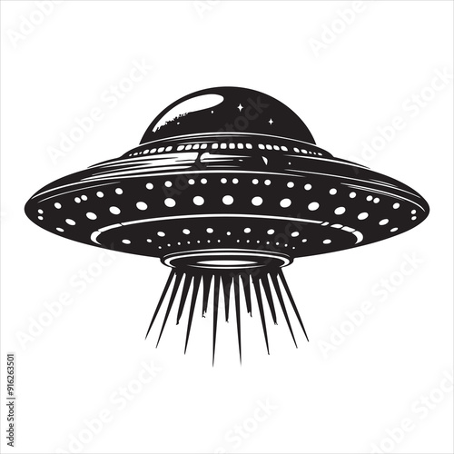 ufo Silhouette of spaceship, aliens vector set silhouette vector