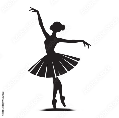 Woman ballerina Silhouettes vector isolated on white background.