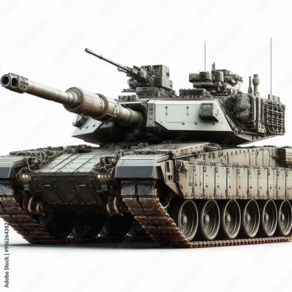Isolated Military Army Tank, Powerful War Machine on White Background Isolated Military Army Tank, Powerful War Machine on White Background