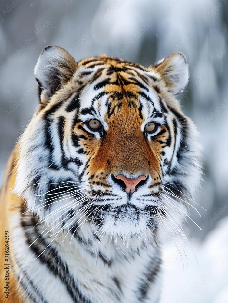 Majestic Siberian Tiger in Snowy Landscape - Wildlife Portrait Majestic Siberian Tiger in Snowy Landscape - Wildlife Portrait