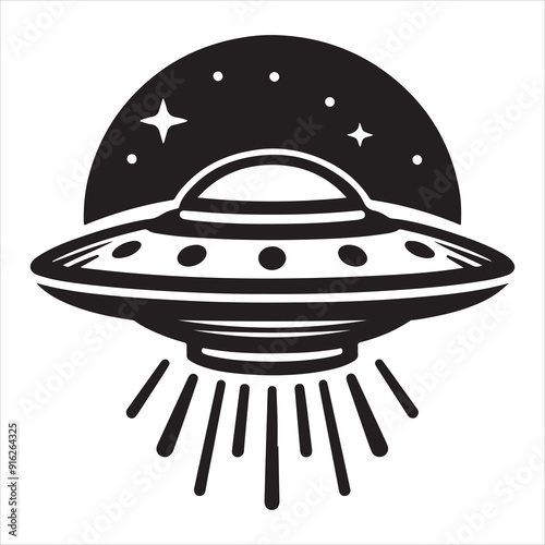 ufo Silhouette of spaceship, aliens vector set silhouette vector