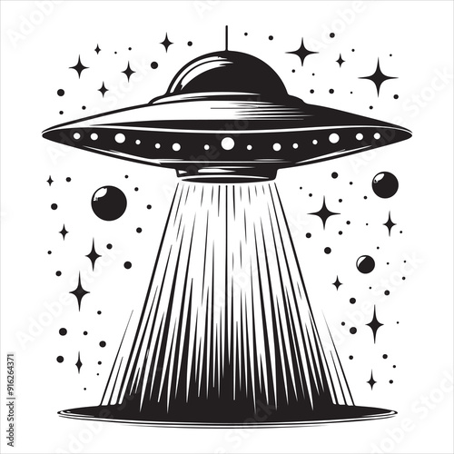 ufo Silhouette of spaceship, aliens vector set silhouette vector