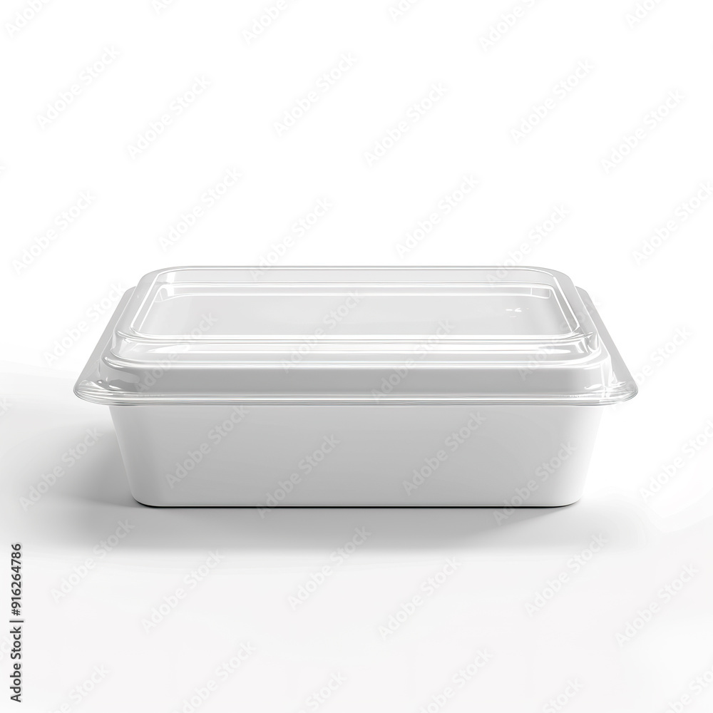 White Plastic Food Container with Clear Lid. White Plastic Food Container with Clear Lid.