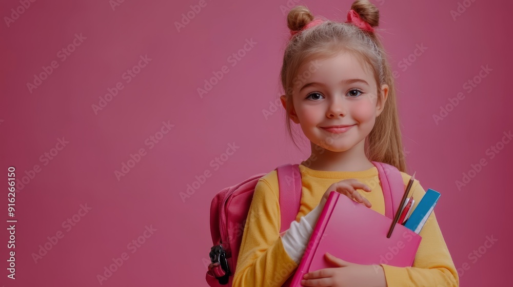 Little girl for back-to-school themes. School theme. Little girl for back-to-school themes. School theme.