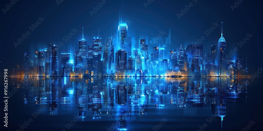 Obraz premium Futuristic Cityscape with Reflections