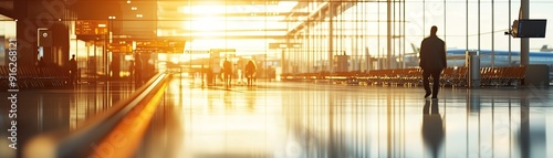 usy airport terminal blurred panoramic background photo