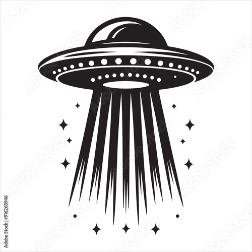 ufo Silhouette of spaceship, aliens vector set silhouette vector