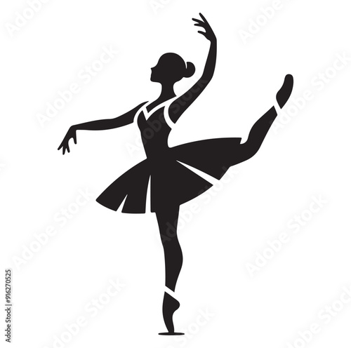Woman ballerina Silhouettes vector isolated on white background.