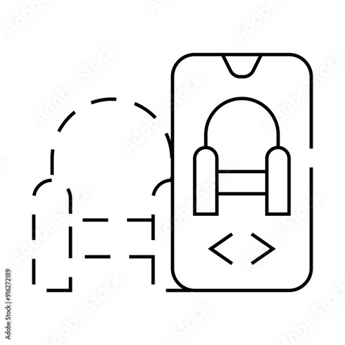 augmented reality app line icon vector. augmented reality app sign. isolated contour symbol black illustration