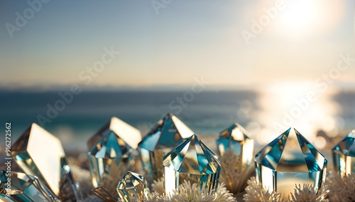 shiny crystals on the beach