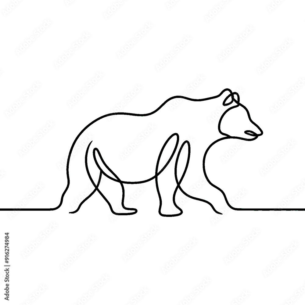 Continuous single line drawing of bear wild animal Continuous single line drawing of bear wild animal