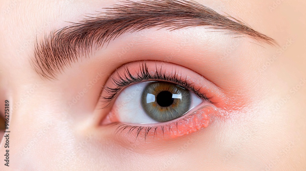 Fototapeta premium Small rash under the eyes with itchy air around the eyes