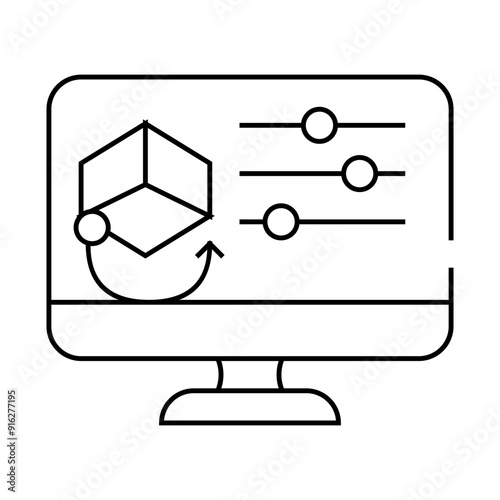 3d object settings line icon vector. 3d object settings sign. isolated contour symbol black illustration