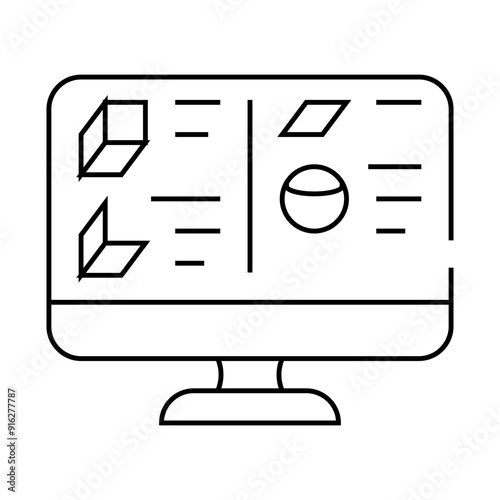 3d object library line icon vector. 3d object library sign. isolated contour symbol black illustration