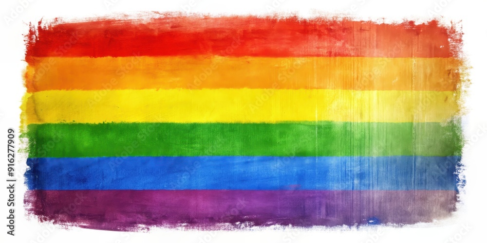 Obraz premium Oil painting of gay pride flag with word love , LGBTQ, pride, rainbow, flag, colors, love, artwork, painting