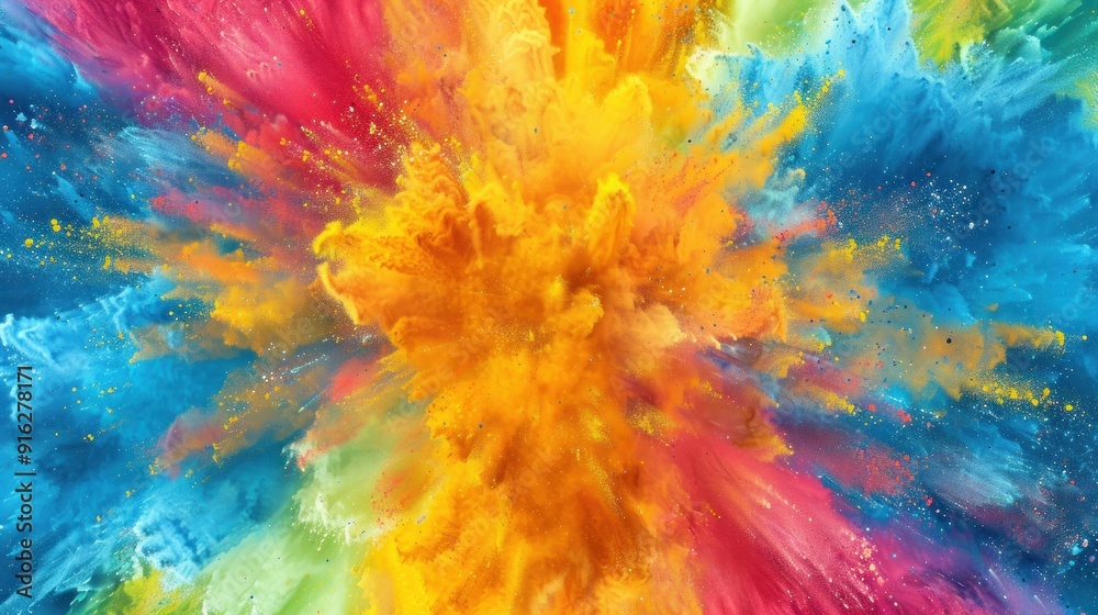 Vibrant colorful powder explosion. Vibrant colorful powder explosion.