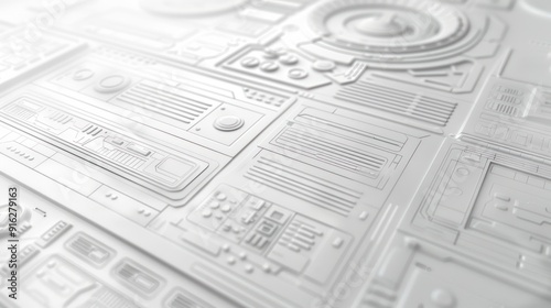 Wallpaper Mural Abstract White Futuristic Interface Torontodigital.ca