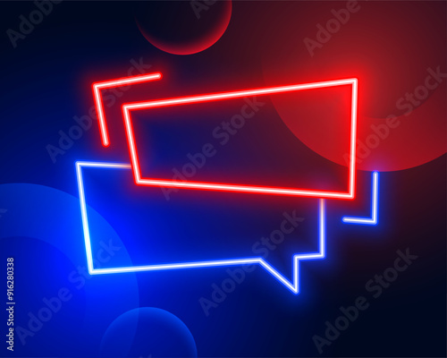 red and blue glowing chat box with empty space