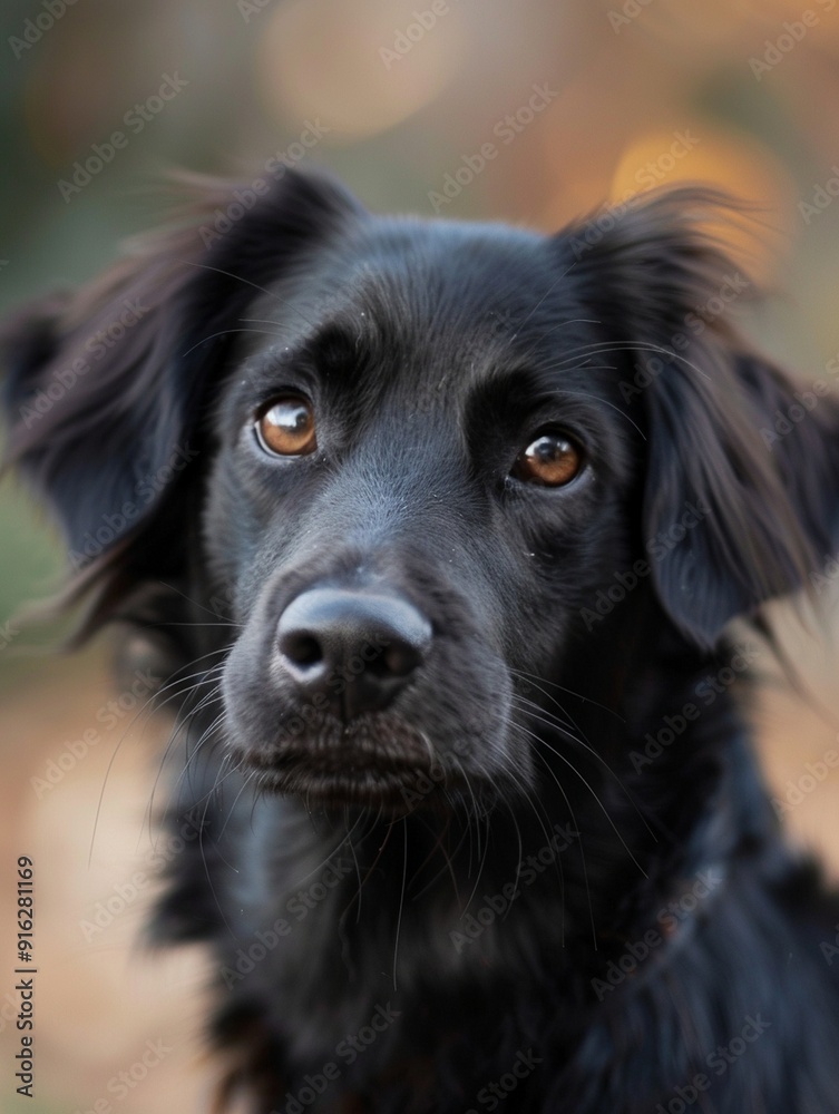 Adorable Black Dog Portrait with Expressive Eyes in Nature Adorable Black Dog Portrait with Expressive Eyes in Nature