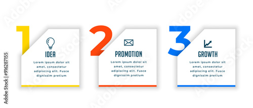 professional infographic option chart banner with 3 easy steps