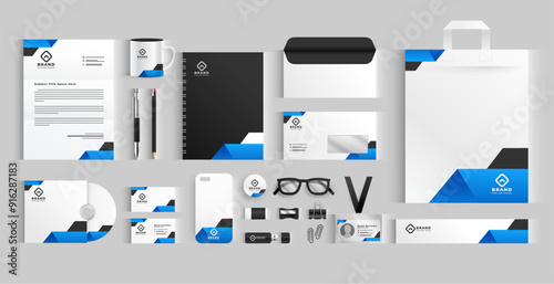 collection of professional stationery template for business presentation