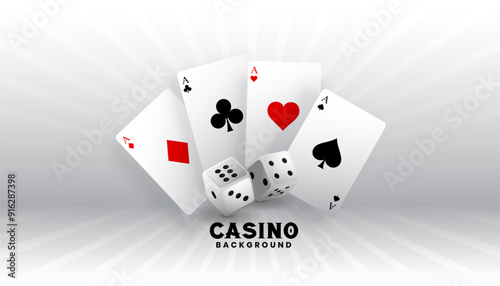 3d gambling dice poker banner with playing ace card design