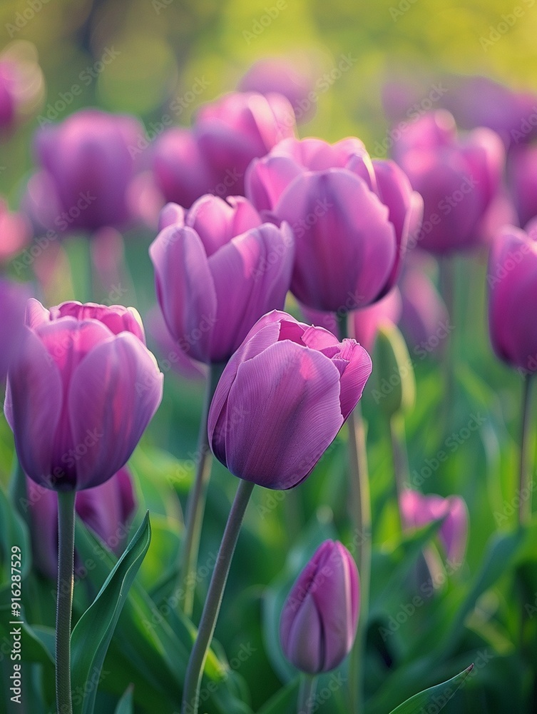 Vibrant Purple Tulips in Bloom: Spring Floral Beauty Vibrant Purple Tulips in Bloom: Spring Floral Beauty