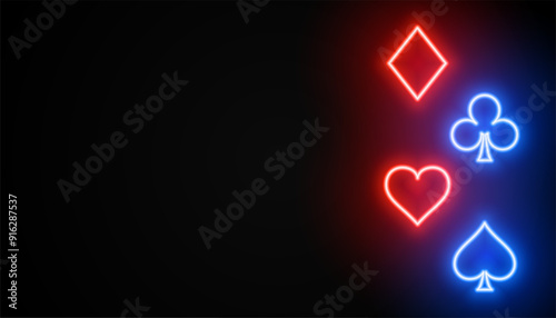 neon style glowing poker ace card dark banner with text space