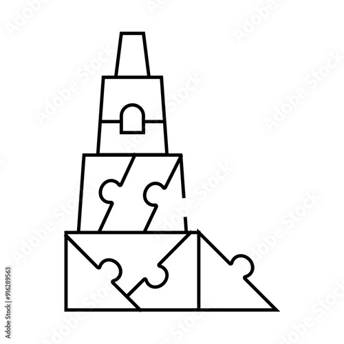 3d constructor and puzzle toy line icon vector. 3d constructor and puzzle toy sign. isolated contour symbol black illustration