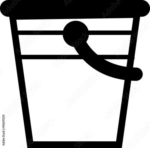 plastic bucket for fishing concept icon