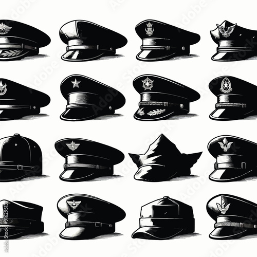 shiloutte military hat vector photo