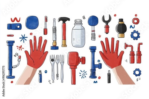 DIY Repair Kit Hand with Tools for Home Repairs