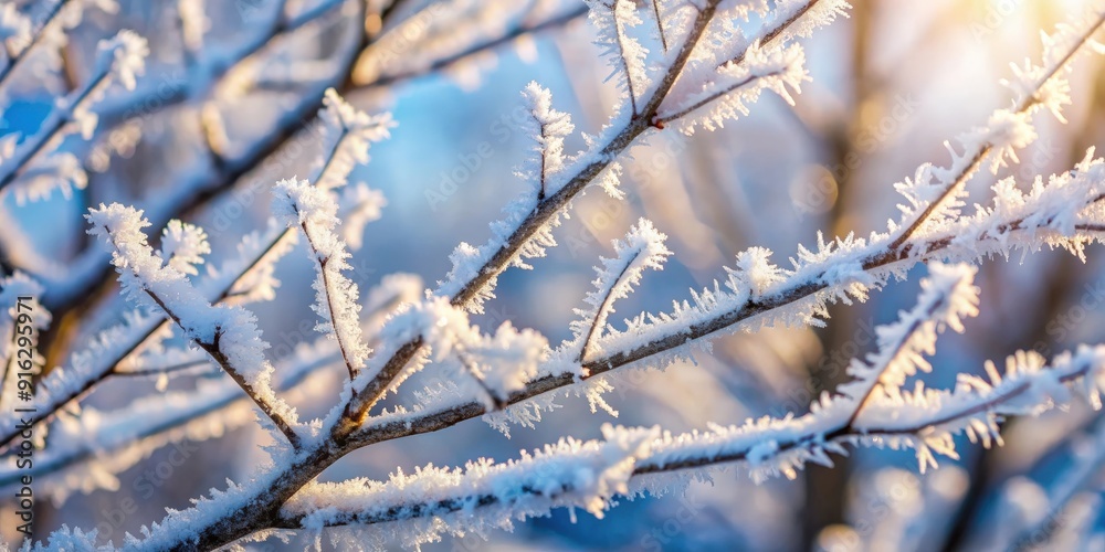 Close-up of delicate hoarfrost formed on tree branches in winter, winter, cold, frost, nature, ice, crystal, frozen, beauty Close-up of delicate hoarfrost formed on tree branches in winter, winter, cold, frost, nature, ice, crystal, frozen, beauty