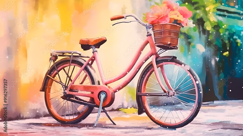 Fototapeta premium Bicycles Watercolor Style