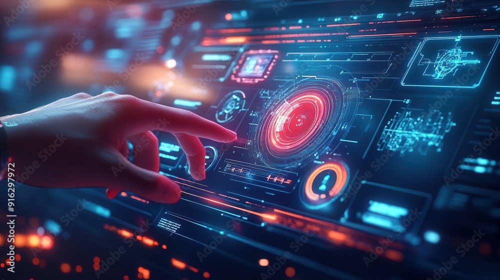 Innovative Futuristic Control Hub with Virtual Reality, AI Command Panels & Holographic 3D Models in Modern Setting Innovative Futuristic Control Hub with Virtual Reality, AI Command Panels & Holographic 3D Models in Modern Setting