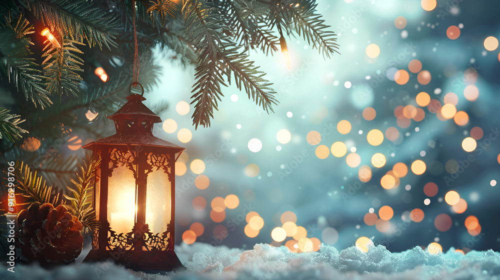 Winter background with lantern,happy Christmas. Winter background with lantern,happy Christmas.